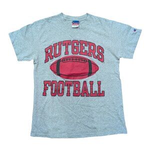 Vintage Y2K Rutgers University Football Shirt Sz M Gray Scarlet Knights Graphic